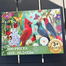 Garden w/ Birds and Butterflies Jigsaw Puzzle - 300 Piece With Poster