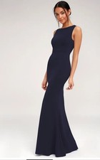 Lulus Navy Blue Mermaid Maxi Dress XL Open Back Formal Evening Gown