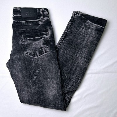 Evolution In Design Kids Distressed Acid Wash Slim Straight Jeans Size 16 Black