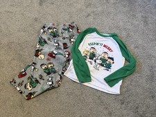 Snoopy Peanuts Merry Christmas Holiday Kids Pajamas Set Size 8
