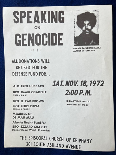 1972 H Rap Brown Benefit Poster Black Americana Genocide De Mau Mau Militant