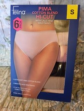 New Felina Pima Cotton Blend Hi Cut Lace Underwear Womens Small 6 Pack Panties