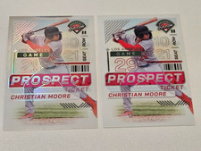 Christian Moore '24 Panini Prospects Lot (2)- Holo Ticket & Silver holo Ticket