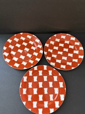 Portobello By Inspire Checkered Plate Fine Bone China Orange White Set(3)Modern