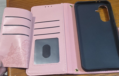 Pink Floral Patterned Folio Wallet Case Cover with Card Pocket