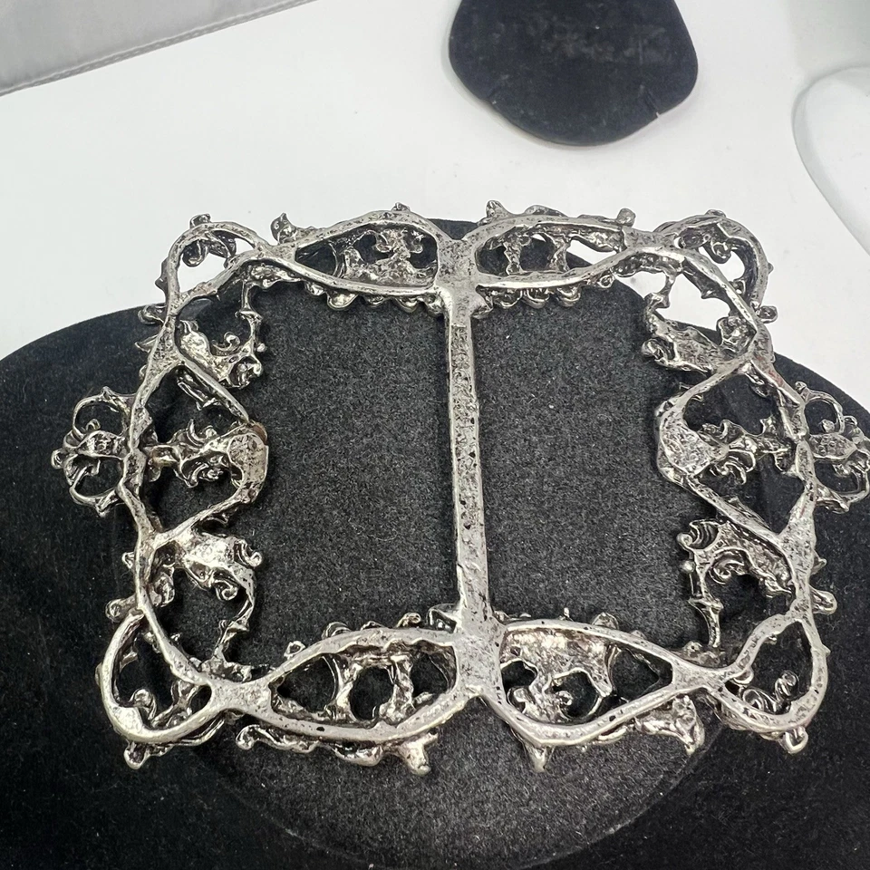 Antiguo Victoriano Estilo Art Nouveau Filigrana Desplazada Cinturón Grande Faja Hebilla Foto 4 de 4