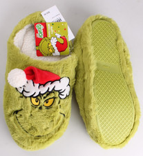 The Grinch Slippers Green Faux Fur Women's XL 11-12 Men's L 9-10 NWT Plush Soft