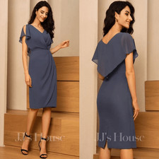 NWT JJ s House Stormy V-Neck Pleated Mother Of The Bride Knee Length Dress Sz 10