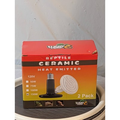 Lucky Herp 150W Reptile Ceramic Heat Emitter 2-Pack Non-Luminous Infrared Bulb
