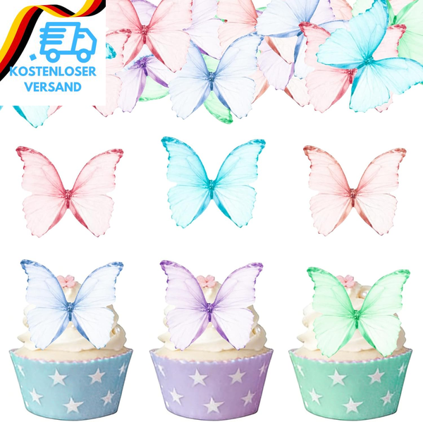 Enlace Essbare Schmetterlinge FüR Torte Bunt,48 StüCk Schmetterling Cupcake Deko-image
