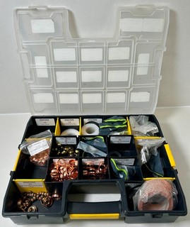 Job Lot of Various Plumbing Consumables and Fittings In Stanley Sort Master