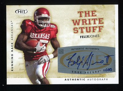 2008 Sage Hit The Write Stuff Auto /25 #14 Felix Jones Arkansas