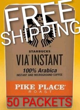 Starbucks VIA Instant Coffee, Pike Place Roast, 100 Arabica 50 packets 