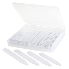 100 Plastic Collar Stays For Men Dress Shirt in Box 2.5 2.5", White
