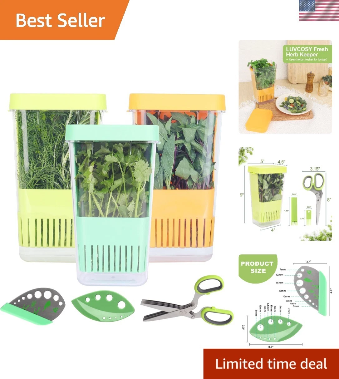 Multi-Purpose Herb Keeper Set: Fresh Herb Saver, Scissors & Strippers Included
Opens in a new window