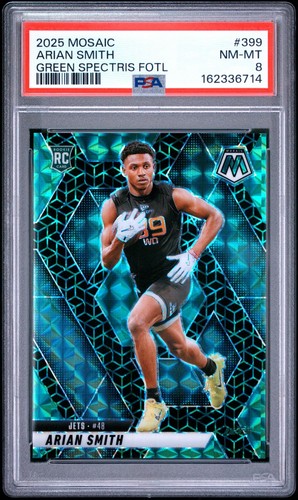 2025 Mosaic #399 Arian Smith Green Spectris FOTL /13 Graded PSA 8 NM-MT