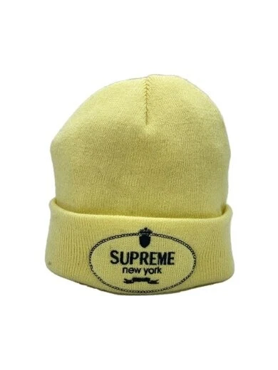 Supreme 24Aw écusson sans bonnet acrylique jaune teinté homme AEg81