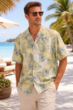 Mens Floral Hawaiian Shirt Tropical Beach Aloha Button Up Camp Shirt S - 5XL