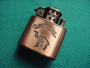 NM* Vintage Camel Flip Top Cigar Lighter Flashy Chromed Metal - Lights Easily*