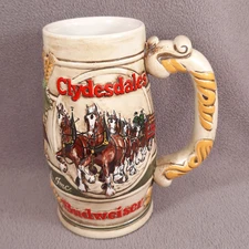 Budweiser Holiday Stein 1983 'Cameo Wheatland' Clydesdales Anheuser-Busch