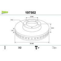 1X Bremsscheibe Valeo 197502 Passend FüR Hyundai KIA Hyundai (Beijing) Inokom