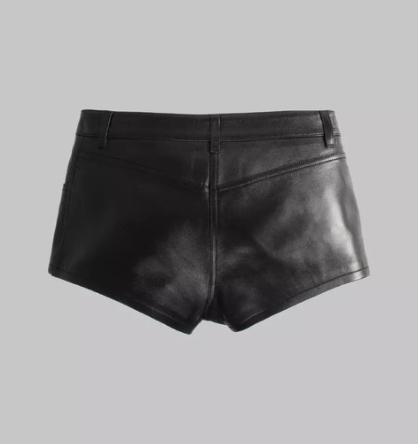 New Women's black leather shorts. Genuine Soft lambskin leather Biker Shorts 34 - Picture 2 of 5