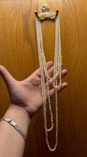 Vintage Hand Knotted Baroque Freshwater Pearl Necklace Endless Strand 104 Inches