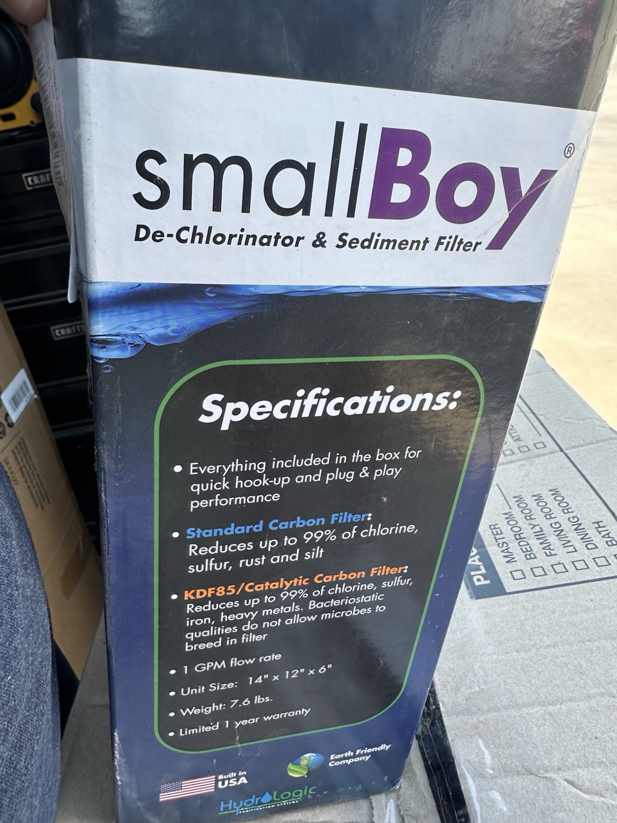 Hydro Logic Small Boy Water Filtration System De-Chlorinator Sediment Filter USA