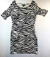 Lauren Ralph Lauren Black Zebra Knit Dress Size Medium