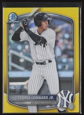 2025 BOWMAN DRAFT GEORGE LOMBARD JR. CHROME YELLOW REFRACTOR YANKEES #D 10/75