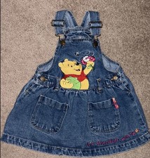 2T Winnie the Pooh "friendlier two" Floral Denim Dressall Vintage Y2K 100 Acre
