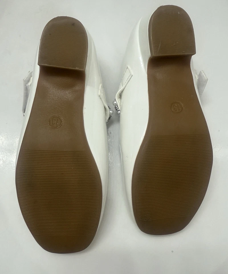 Zapatos Stelle de charol blanco para niñas para ocasiones especiales con correa con cuentas talla 13 Foto 2 de 4