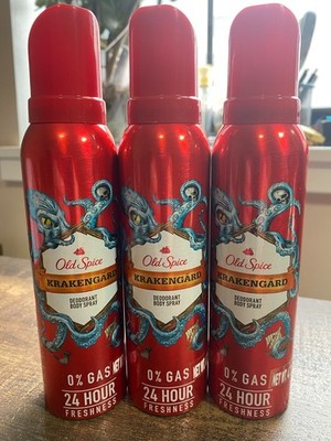 Lot of 3 Old Spice Deodorant Body Spray for Men Krakengard 4.73oz No Gas