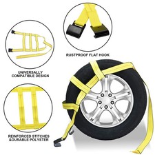 Robbor Durable 10000lbs Tow Dolly Basket Straps Yellow 14-17 Inch Tire Tie Down