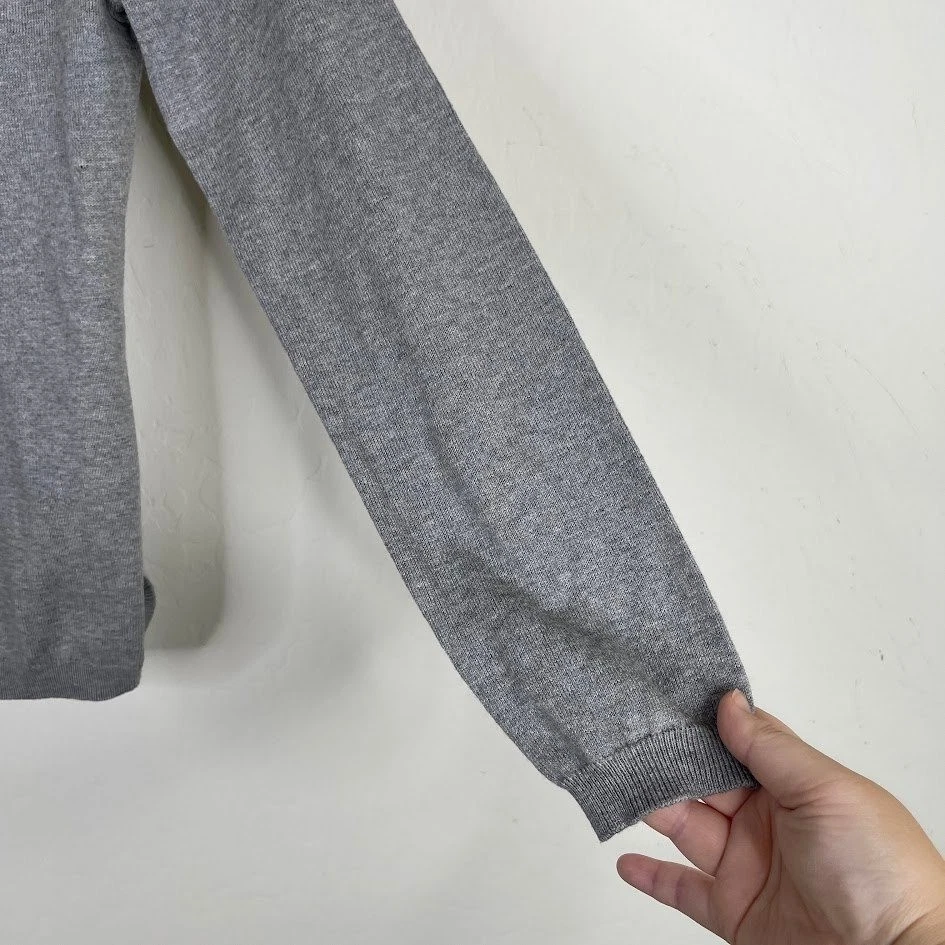 Cárdigan suéter con botones de algodón de seda para mujer Woolovers cuello en V gris talla pequeña Foto 4 de 4