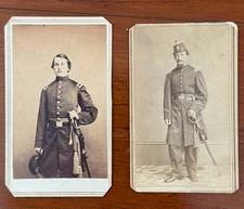 2 CDV's of Armed New York Offiers with visible NY Belt Plates