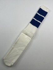 VTG Tube Socks White Royal USA Made 20" 80's 90's Mid Calf