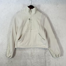 Lululemon Sweatshirt Womens 4 Off White Fleece 1/2 Zip High Neck Ripstop Relaxed