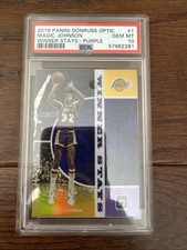 2019 Panini Donruss Optic Magic Johnson Winner Stays Purple Prizm #1 PSA 10 Mint