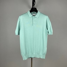 Reiss Mens Mint Green Merino Wool Short Sleeve Polo Shirt   Size M