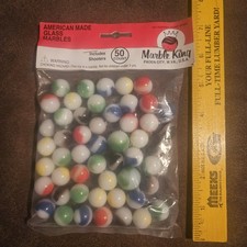 Vintage MADE IN THE USA Marble King Marble Bag with 50 Marbles 2 Shooters