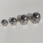 Metric FINE thread stainless steel domed acorn nuts. M8 - M16 fine. Polished.