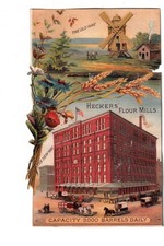 Heckers Flour Mills Factory Jelly Pudding Baking Powder Vict Card c1880s