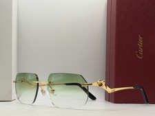 Cartier Gold Panthere 60MM Gradient GREEN Lens Sunglasses CT0120O