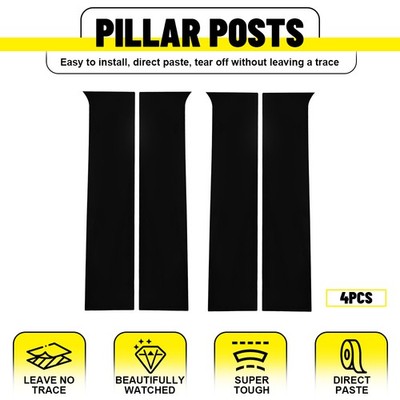 For 2014-2018 Chevy Silverado GMC Sierra Pillar 4PCS Post Door Decal Trim Black