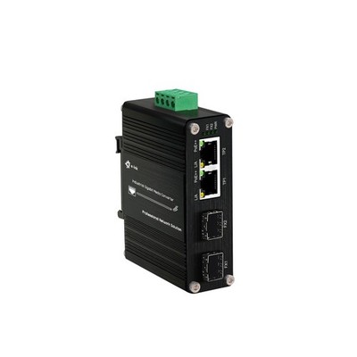 Mini Industrial Gigabit PoE Media Converter - Din Rail Mount Hardened 10/100/...