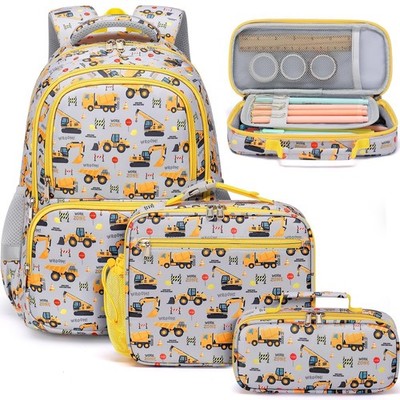 Kids Backpack for School Boys, 3PCS Waterproof Toddler School Bag Cute Bookba...