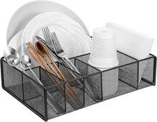MAQUITA Utensil Holder, Silverware Caddy, And Napkin Black 