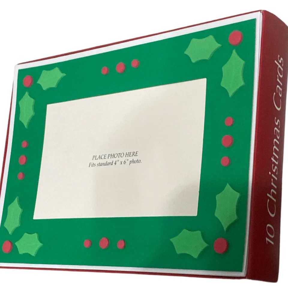 Cartões comemorativos com moldura de Natal com envelopes, Poinsétia Verde 10 quilates - Imagem 4 de 4