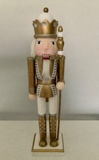 Christmas 15" Gold  White Nutcracker Soldier Figurine Figure w Scepter